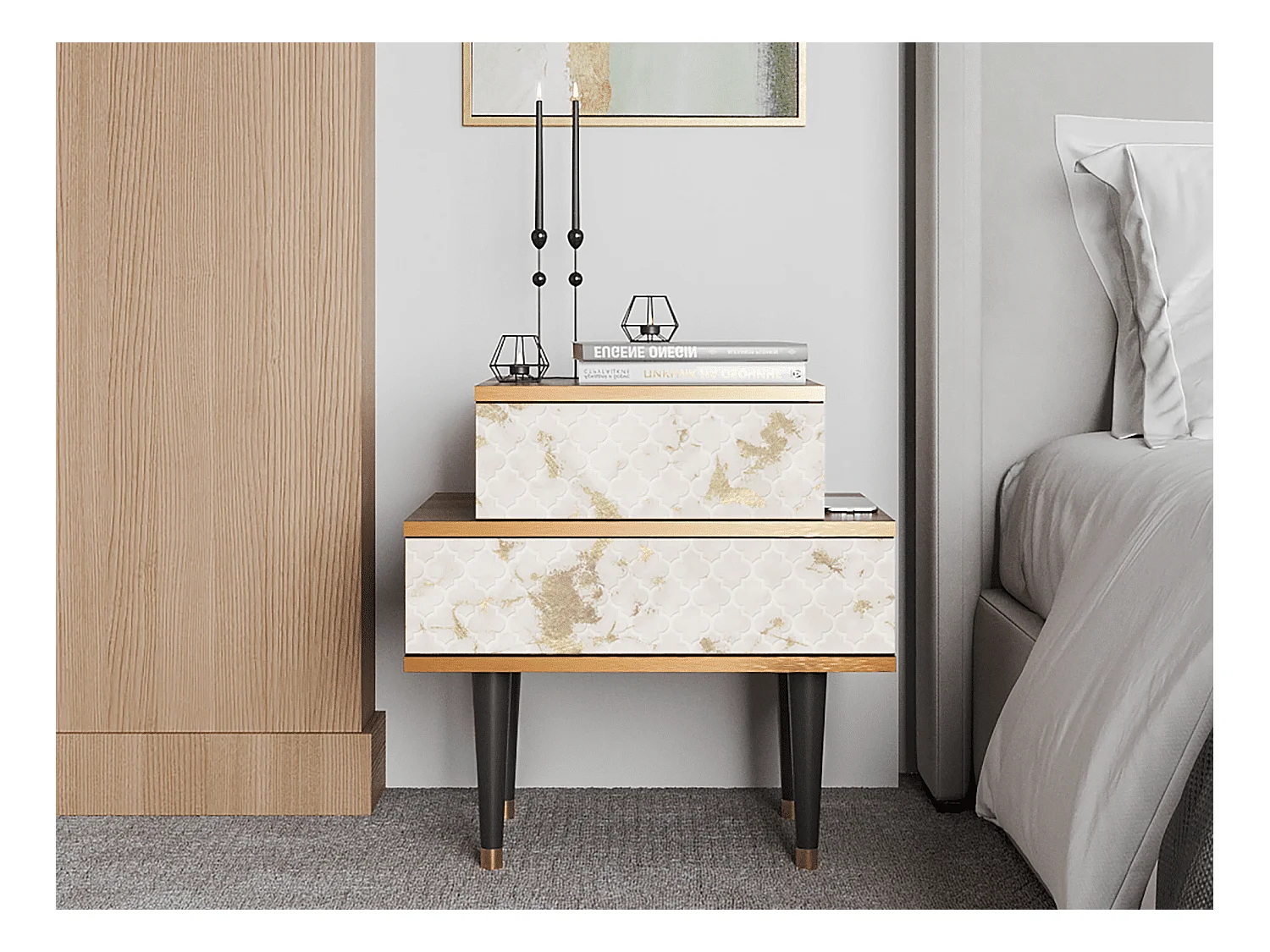 Table de nuit - 58х58х41 cm - NS1 - Sahara desert, Noyer