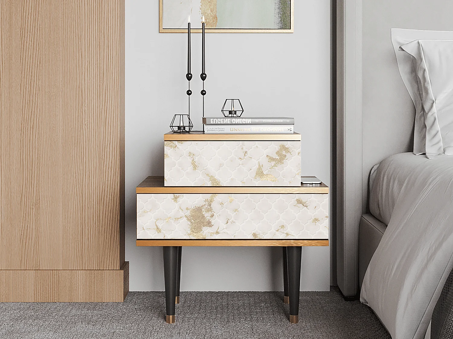 Table de nuit - 58х58х41 cm - NS1 - Sahara desert, Noyer