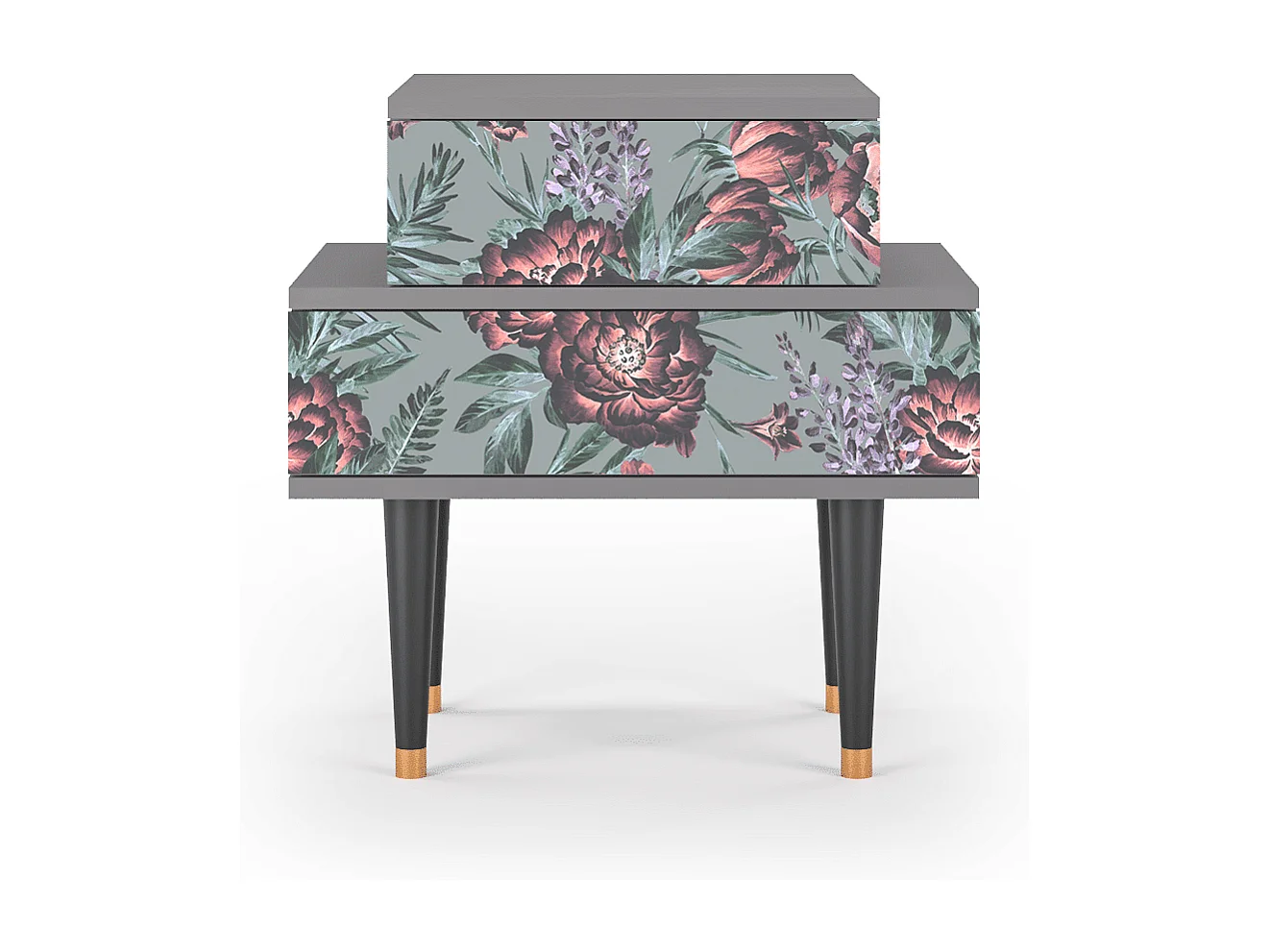 Table de nuit - 58х58х41 cm - NS1 - Light Peonies, Gris