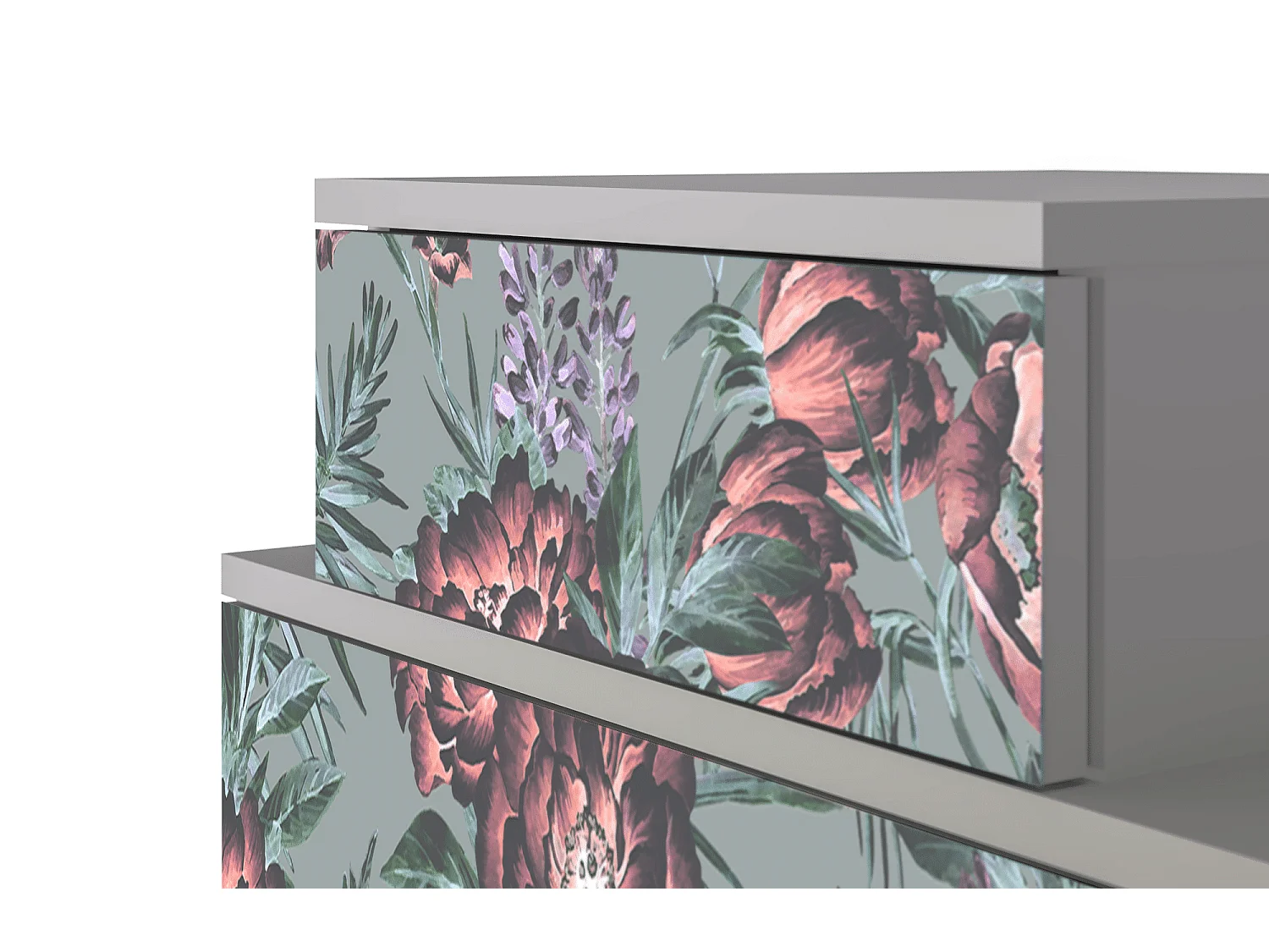 Table de nuit - 58х58х41 cm - NS1 - Light Peonies, Gris