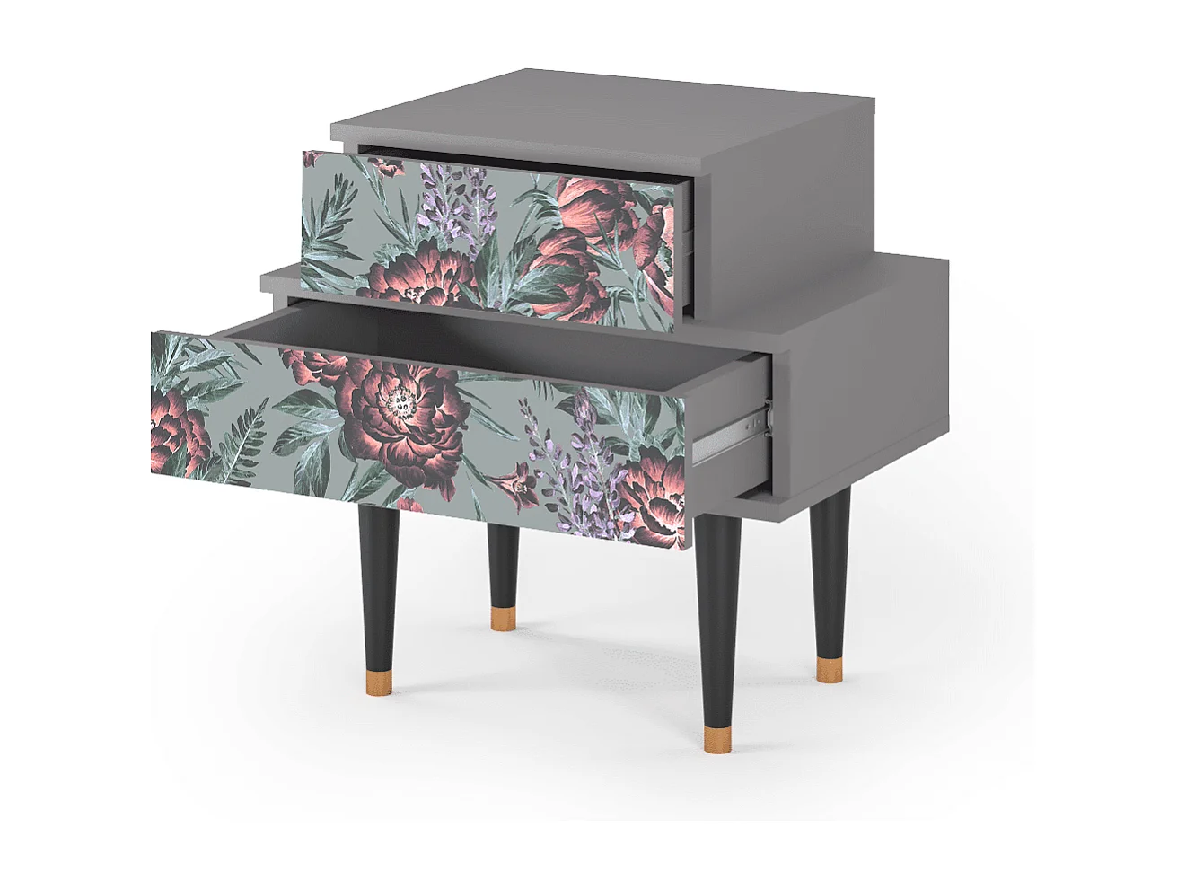 Table de nuit - 58х58х41 cm - NS1 - Light Peonies, Gris