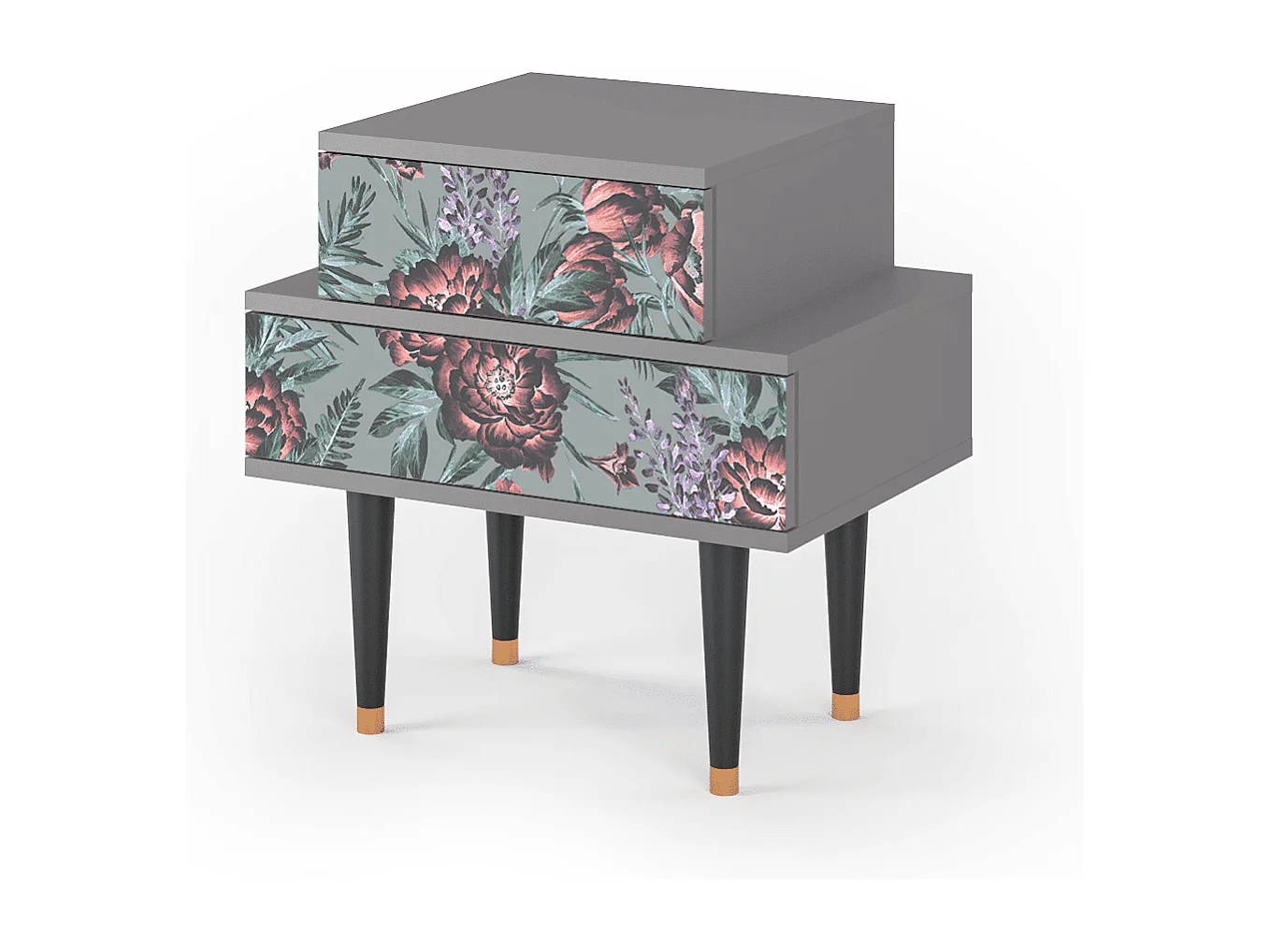 Stolik nocny - 58х58х41 cm - NS1 - Light Peonies, Szary