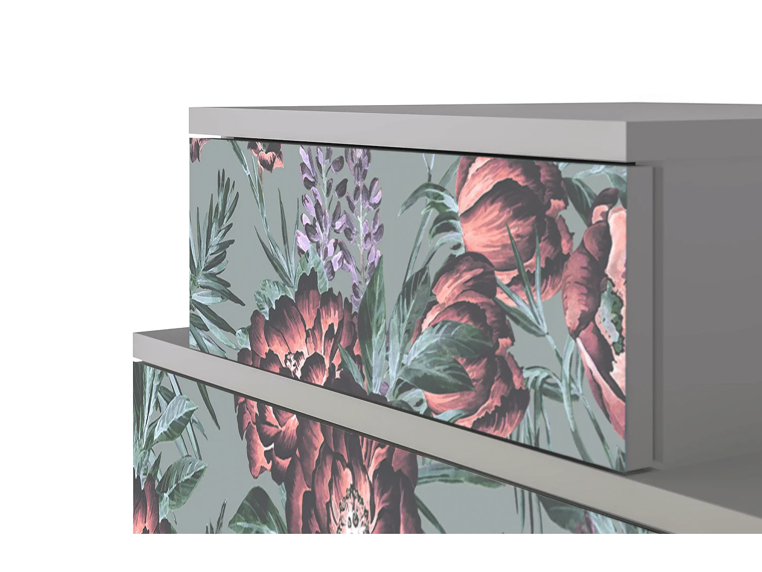 Stolik nocny - 58х58х41 cm - NS1 - Light Peonies, Szary