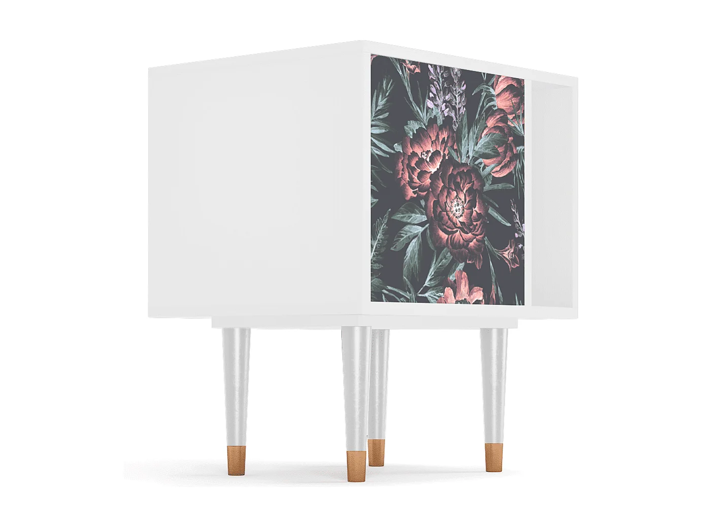 Table de nuit - 57х69х48 cm - S2 - Dark Peonies, Blanc