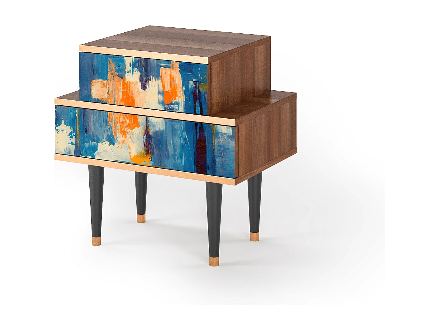 Stolik nocny - 58х58х41 cm - NS1 - Abstract Expressionism, Orzech