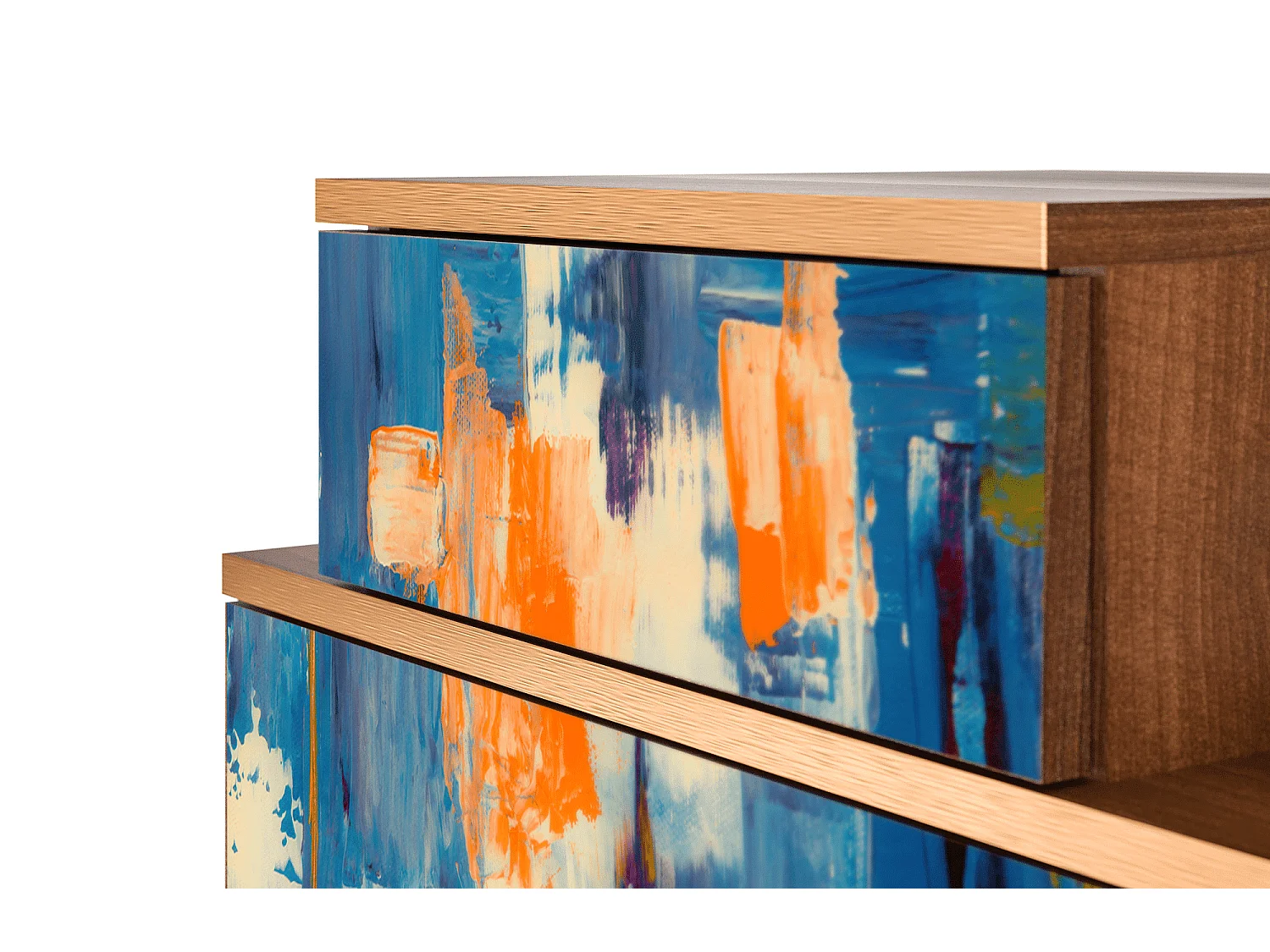 Stolik nocny - 58х58х41 cm - NS1 - Abstract Expressionism, Orzech