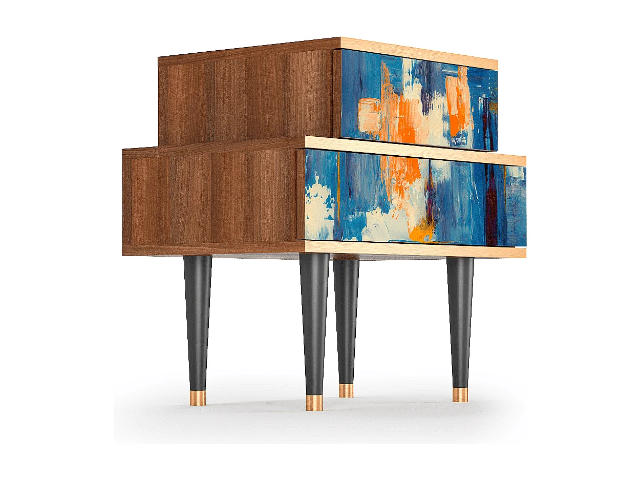 Table de nuit - 58х58х41 cm - NS1 - Abstract Expressionism, Noyer