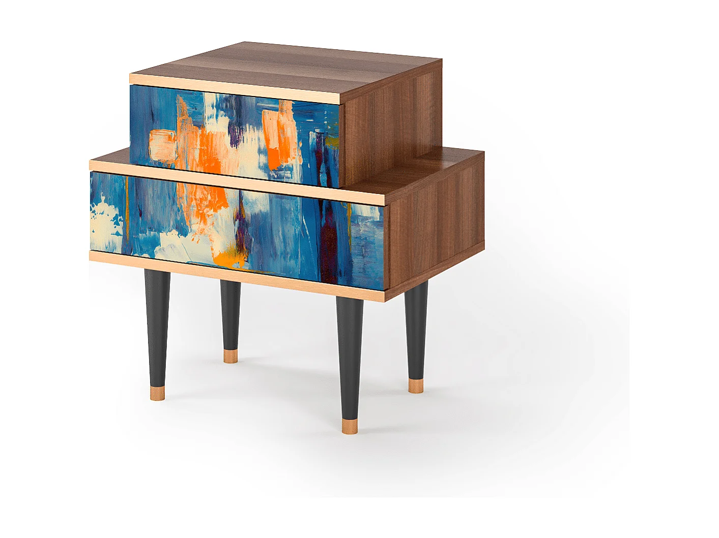 Table de nuit - 58х58х41 cm - NS1 - Abstract Expressionism, Noyer