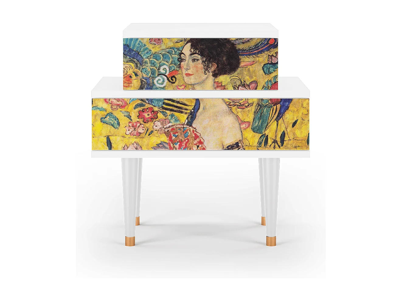 Nachtkastje - 58х58х41 cm - NS1 - Lady with Fan by Klimt, Wit