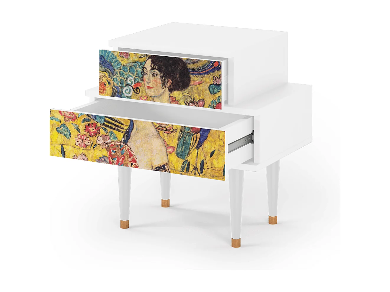 Nachtkastje - 58х58х41 cm - NS1 - Lady with Fan by Klimt, Wit