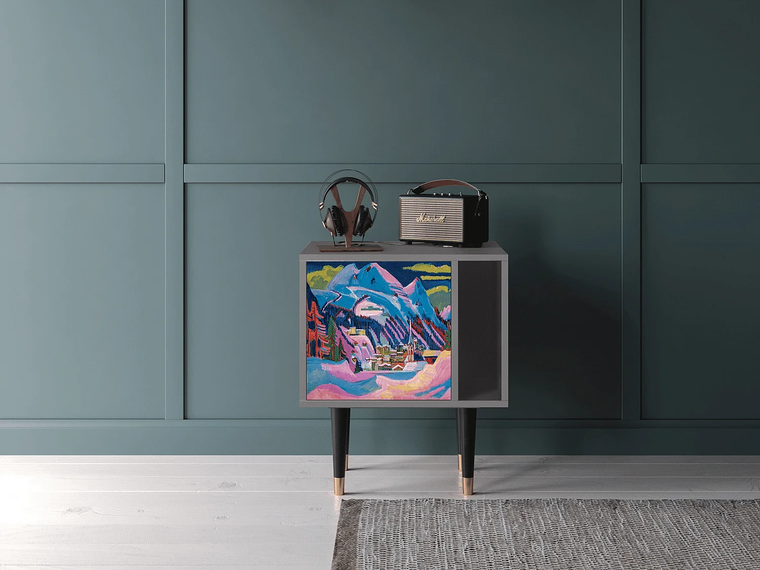 Table de nuit - 57х69х48 cm - S2 - Davos Winter, Gris