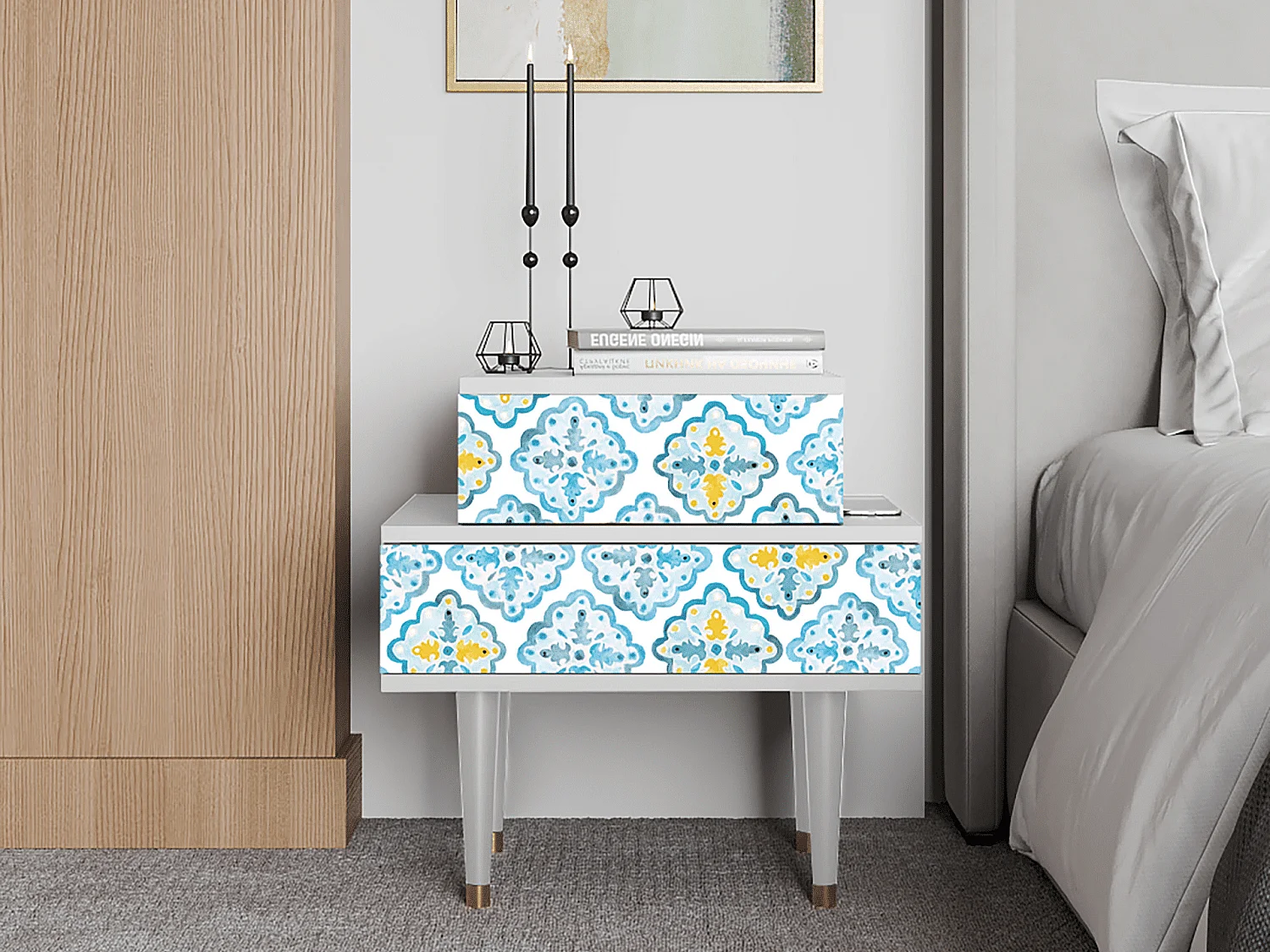 Table de nuit - 58х58х41 cm - NS1 - Portugese tiles, Blanc