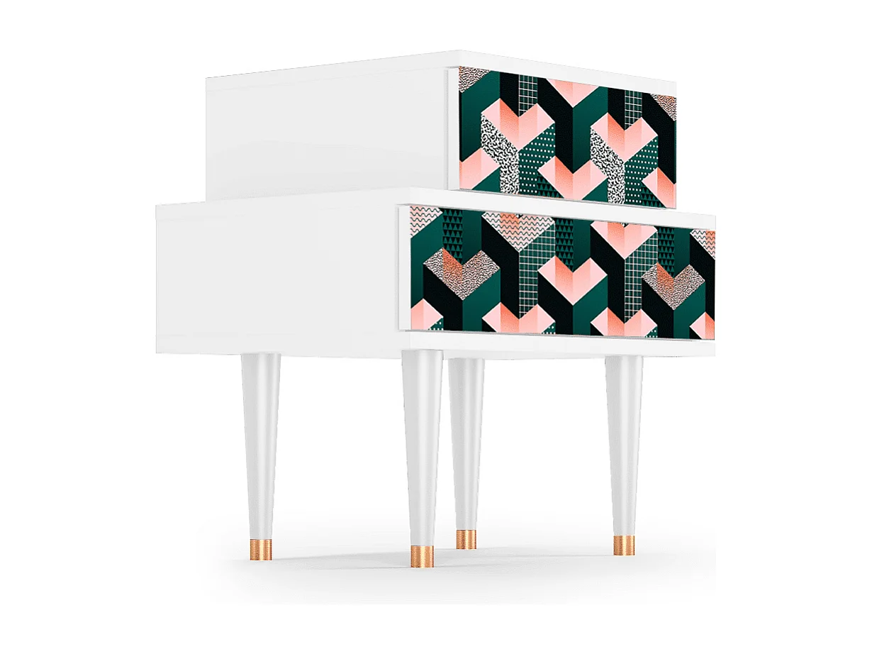 Table de nuit - 58х58х41 cm - NS1 - Portugese tiles, Blanc