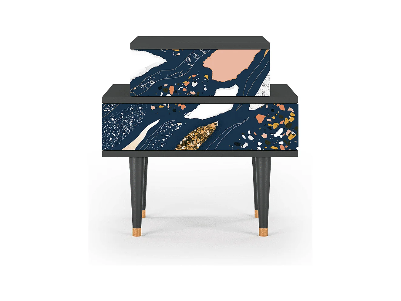 Table de nuit - 58х58х41 cm - NS1 - Nude Iceberg, Anthracite