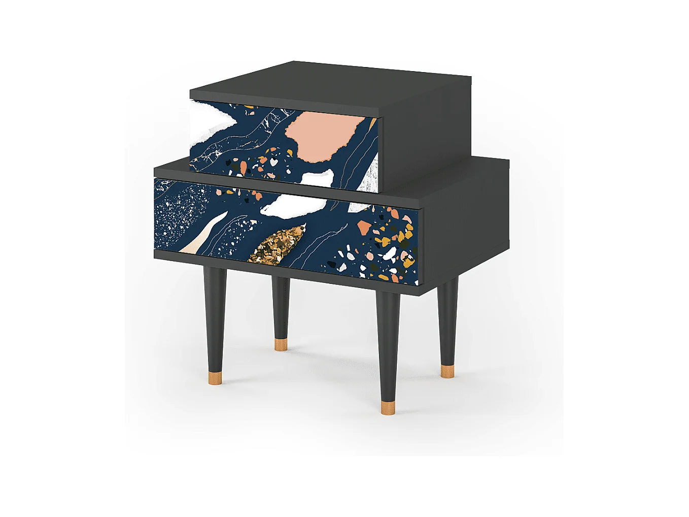 Table de nuit - 58х58х41 cm - NS1 - Nude Iceberg, Anthracite