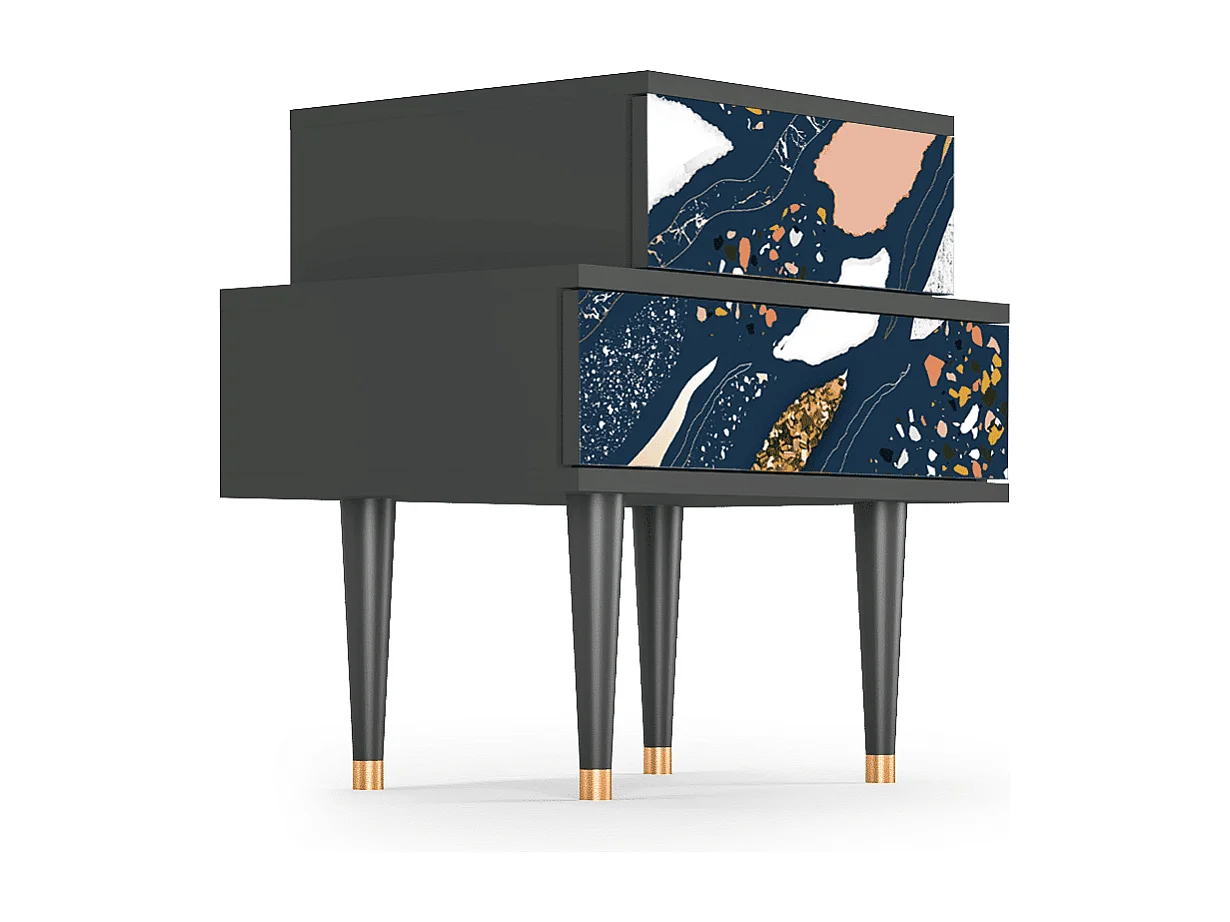 Table de nuit - 58х58х41 cm - NS1 - Nude Iceberg, Anthracite