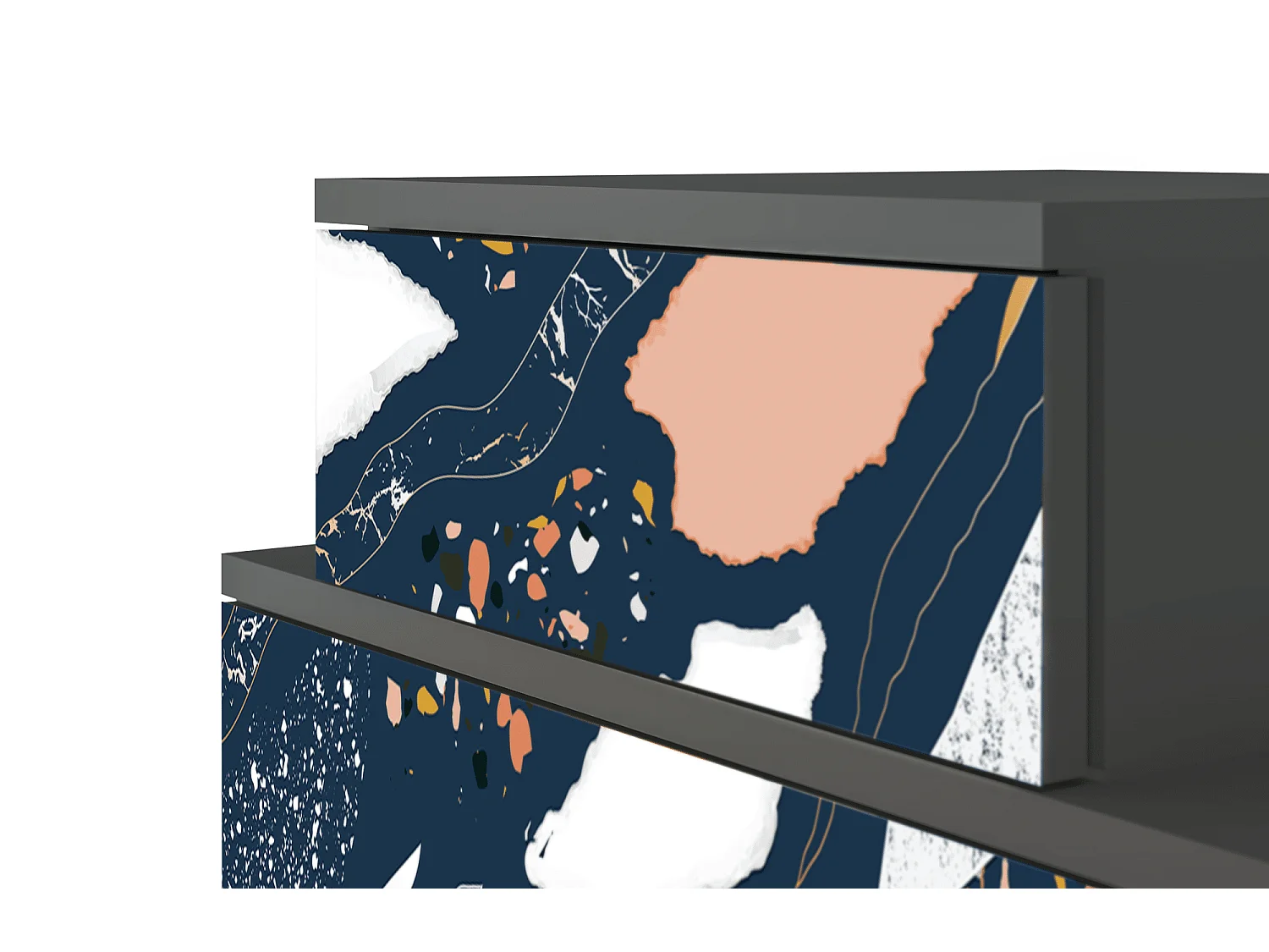 Table de nuit - 58х58х41 cm - NS1 - Nude Iceberg, Anthracite