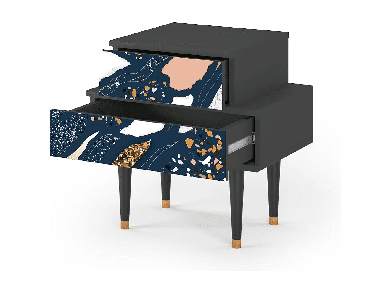 Table de nuit - 58х58х41 cm - NS1 - Nude Iceberg, Anthracite