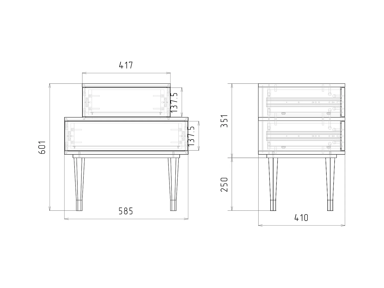 Table de nuit - 58х58х41 cm - NS1 - Nude Iceberg, Anthracite