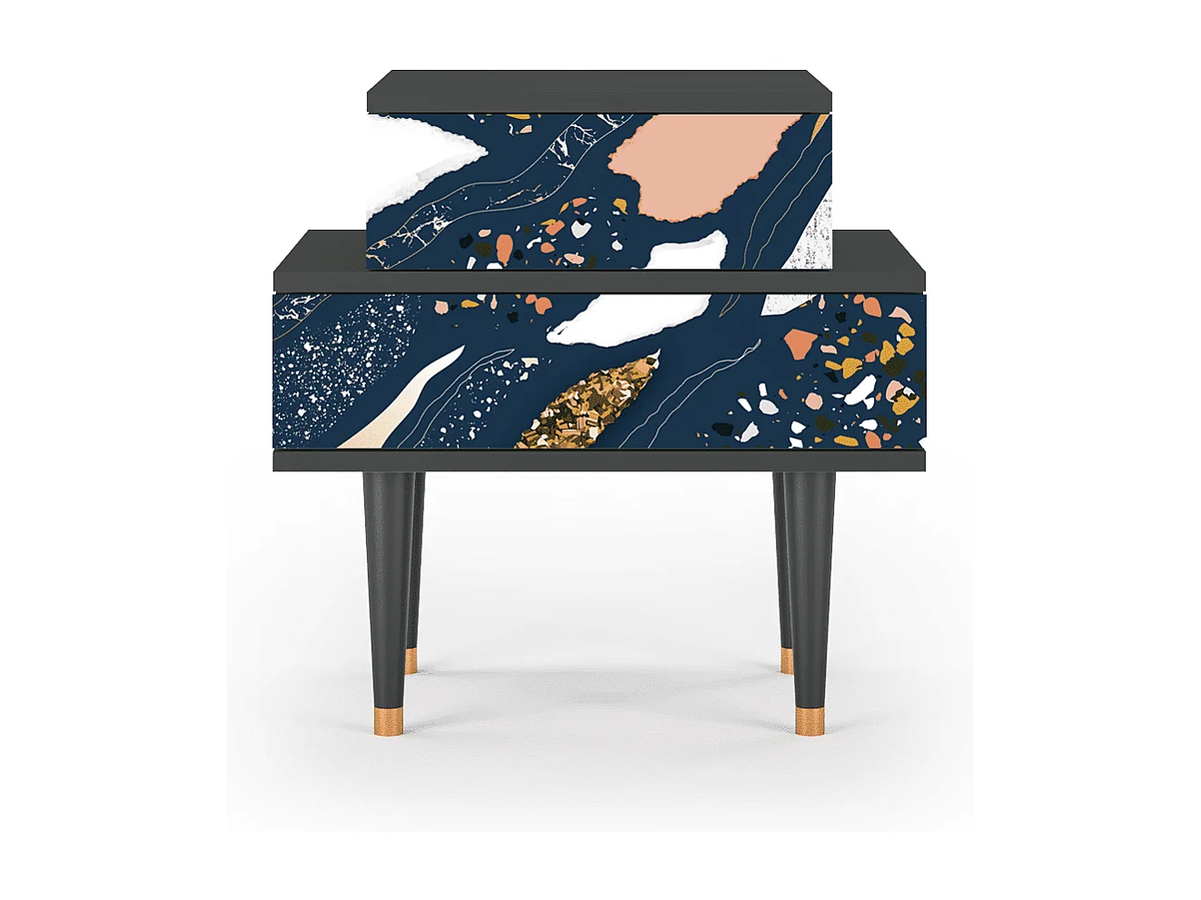 Table de nuit - 58х58х41 cm - NS1 - Nude Iceberg, Anthracite