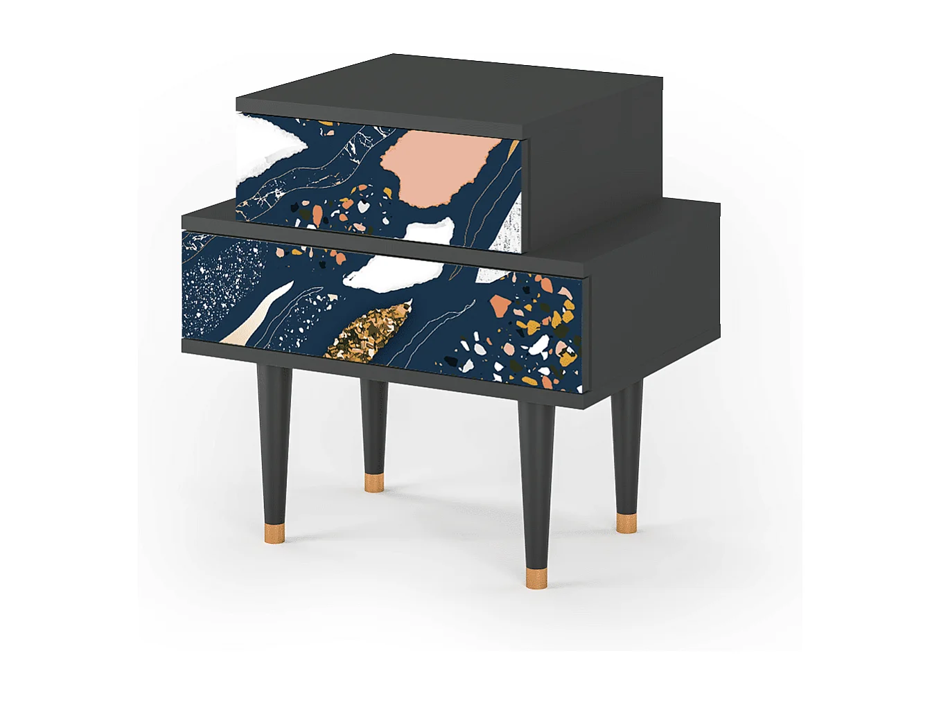 Table de nuit - 58х58х41 cm - NS1 - Nude Iceberg, Anthracite
