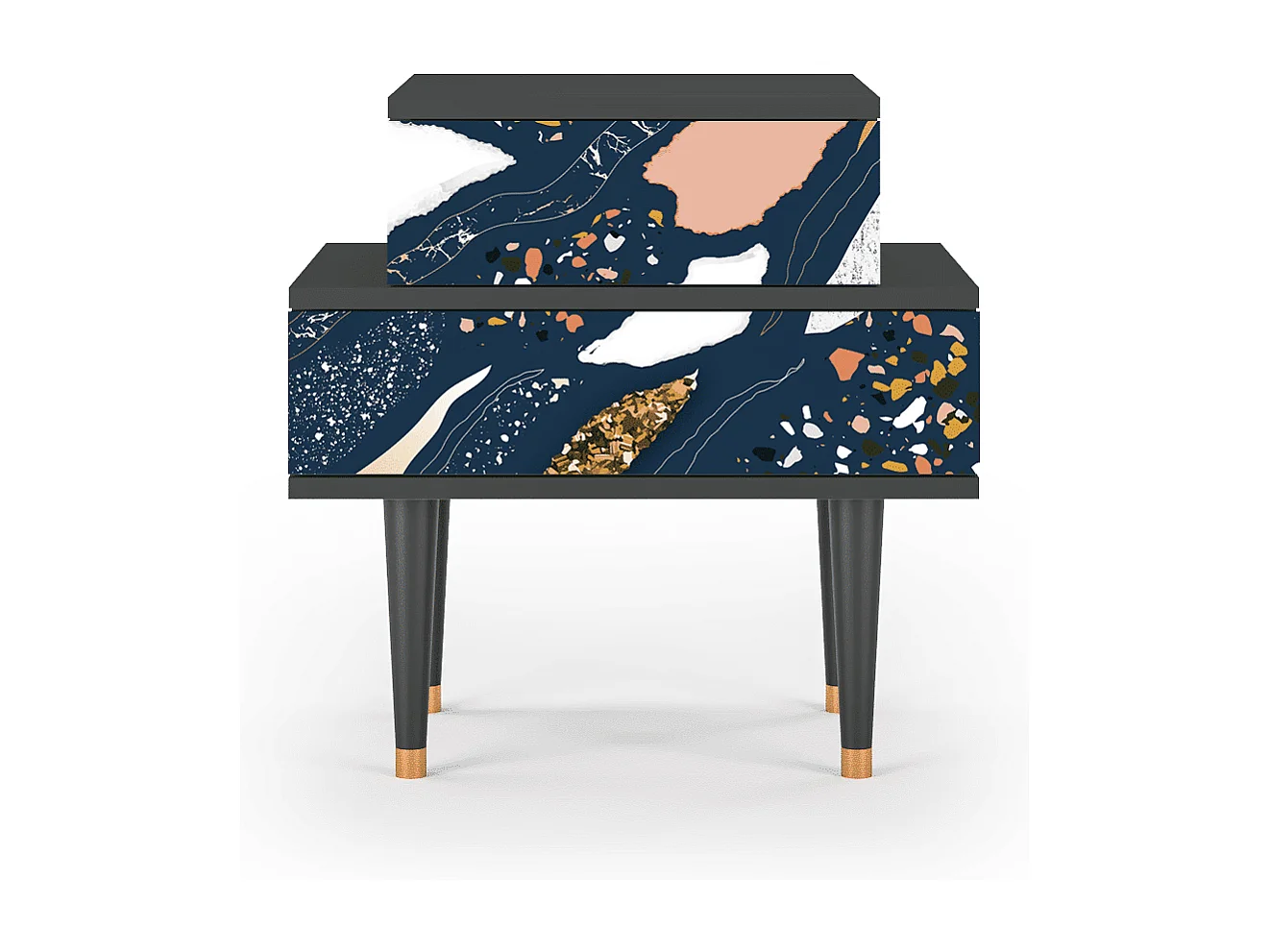 Stolik nocny - 58х58х41 cm - NS1 - Nude Iceberg, Antracyt