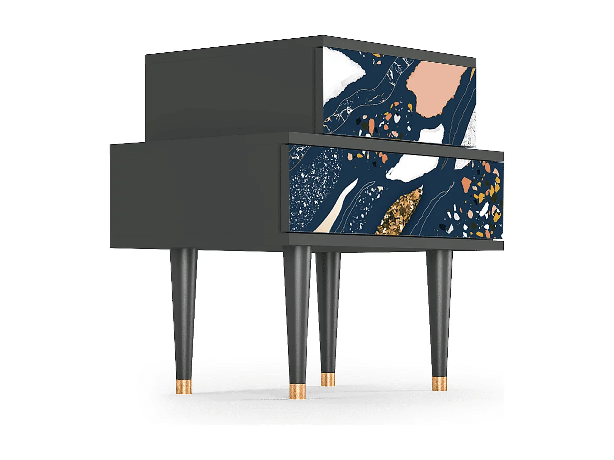 Stolik nocny - 58х58х41 cm - NS1 - Nude Iceberg, Antracyt