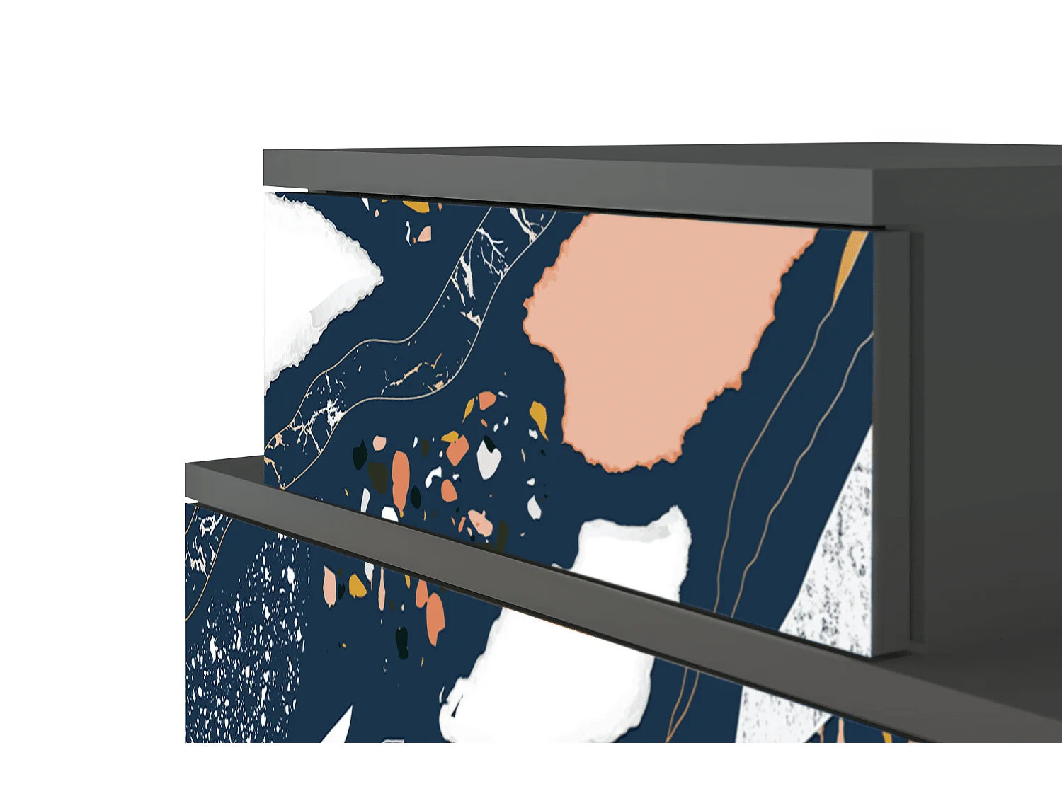 Stolik nocny - 58х58х41 cm - NS1 - Nude Iceberg, Antracyt