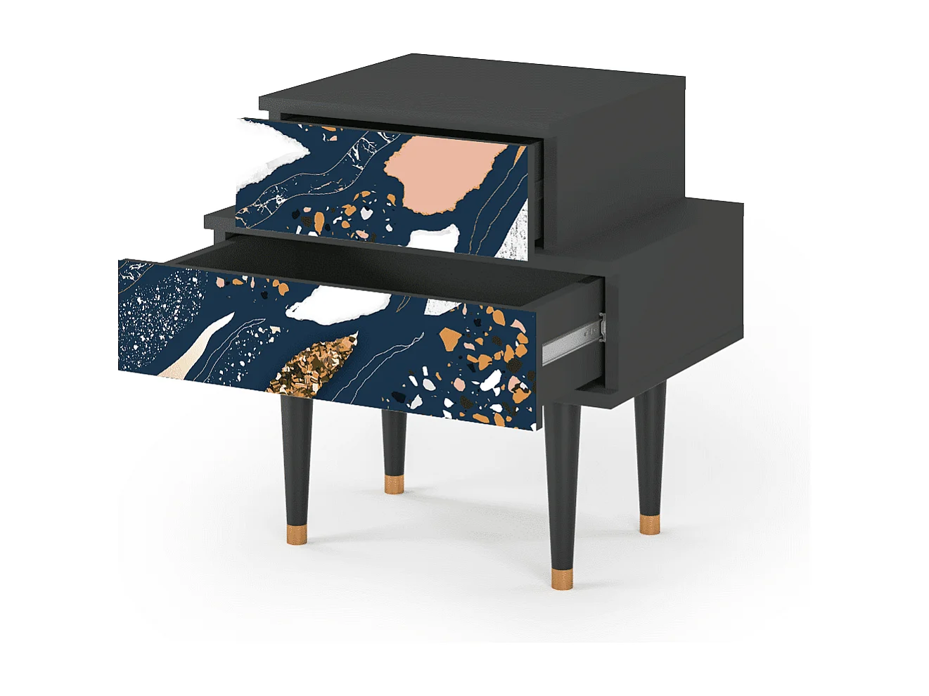 Stolik nocny - 58х58х41 cm - NS1 - Nude Iceberg, Antracyt