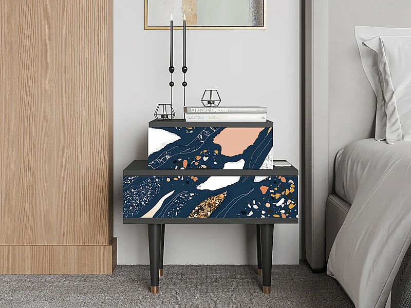 Mesita de noche - 58х58х41 cm - NS1 - Nude Iceberg, Antracita