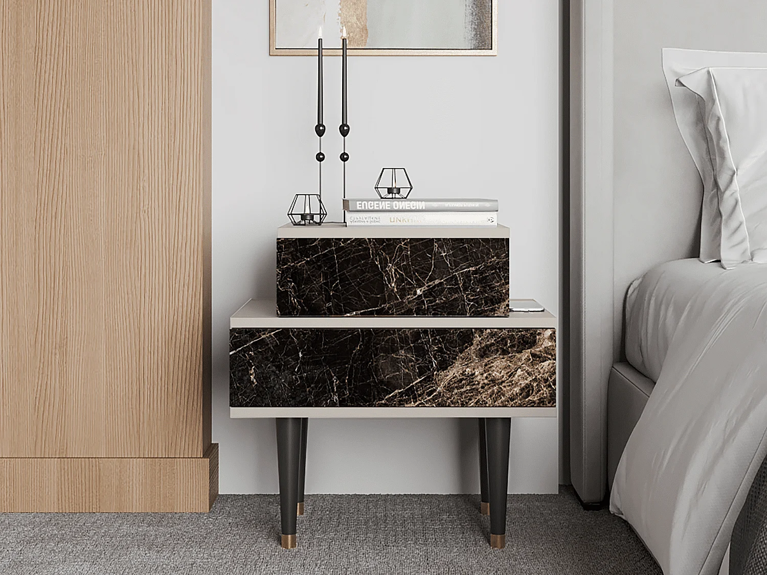 Table de nuit - 58х58х41 cm - NS1 - Night Abyss, Sable