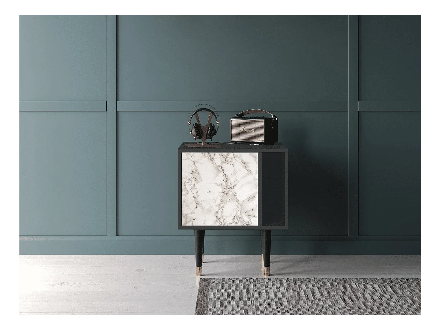 Comodino - 57х69х48 cm - S2 - Milk Marble, Antracite