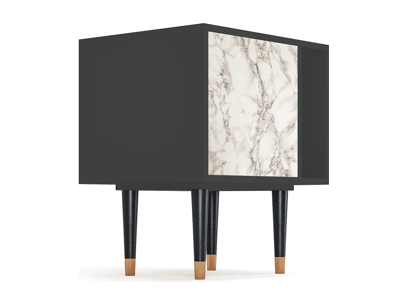 Stolik nocny - 57х69х48 cm - S2 - Milk Marble, Antracyt