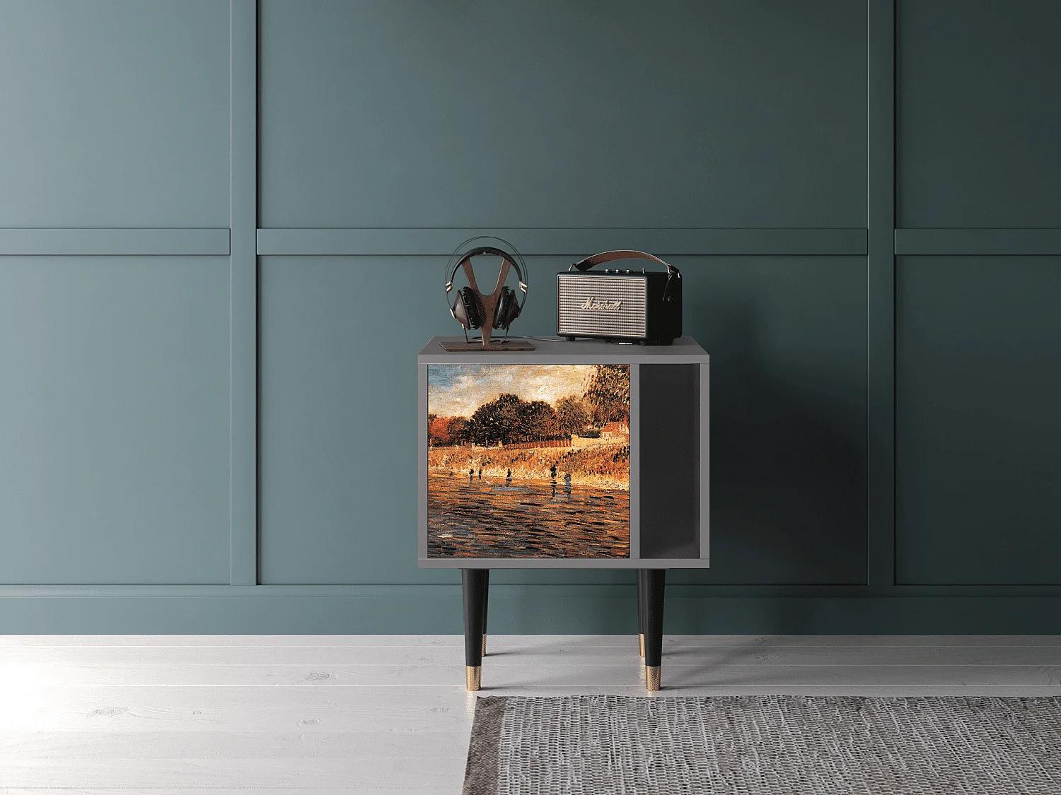 Stolik nocny - 57х69х48 cm - S2 - The Banks, Szary