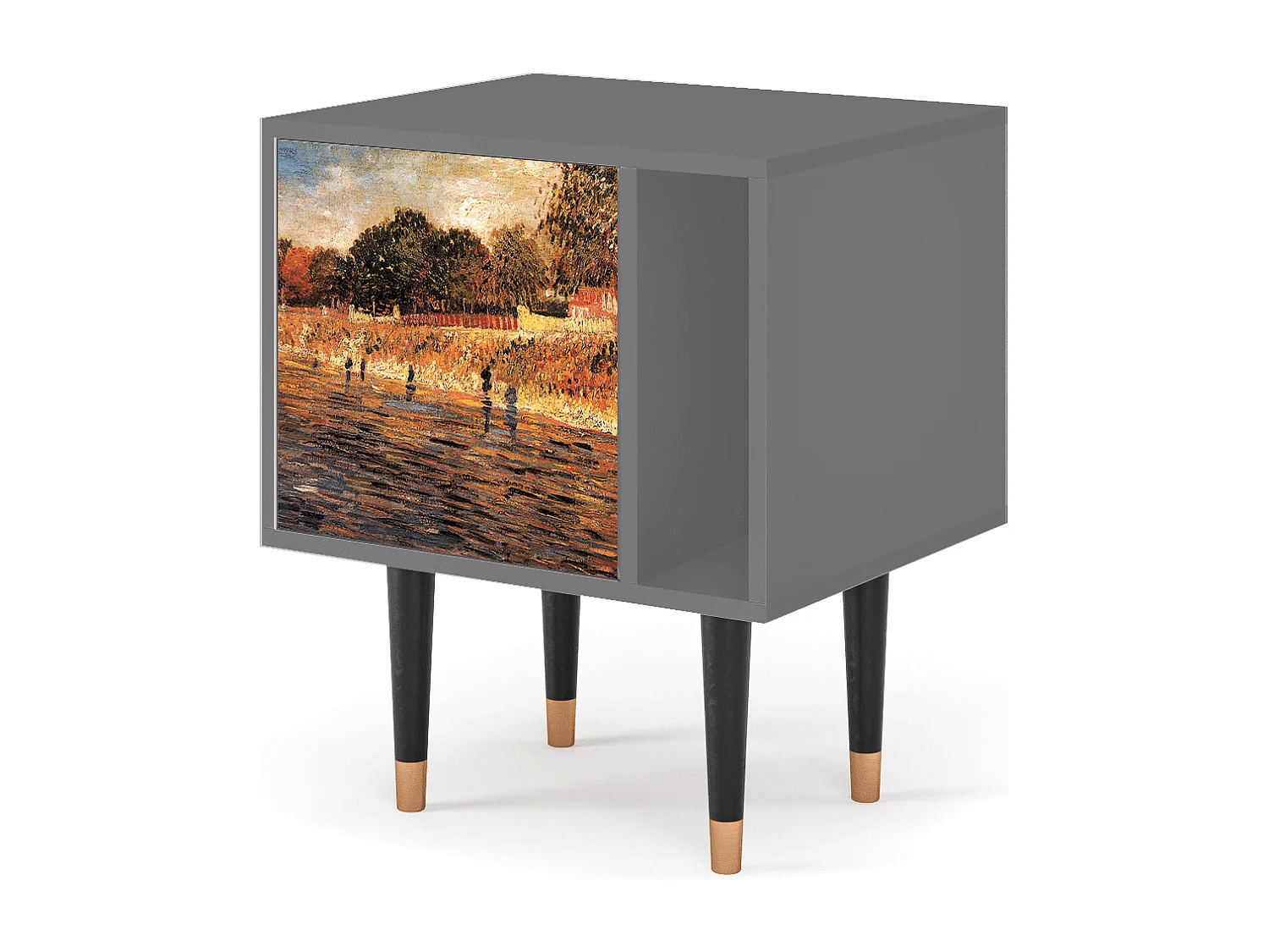 Stolik nocny - 57х69х48 cm - S2 - The Banks, Szary