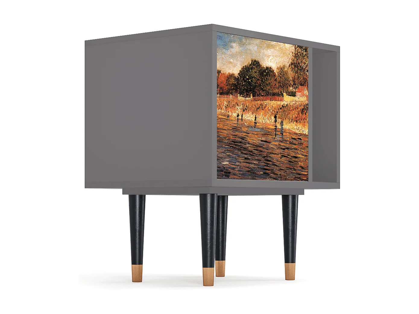 Stolik nocny - 57х69х48 cm - S2 - The Banks, Szary