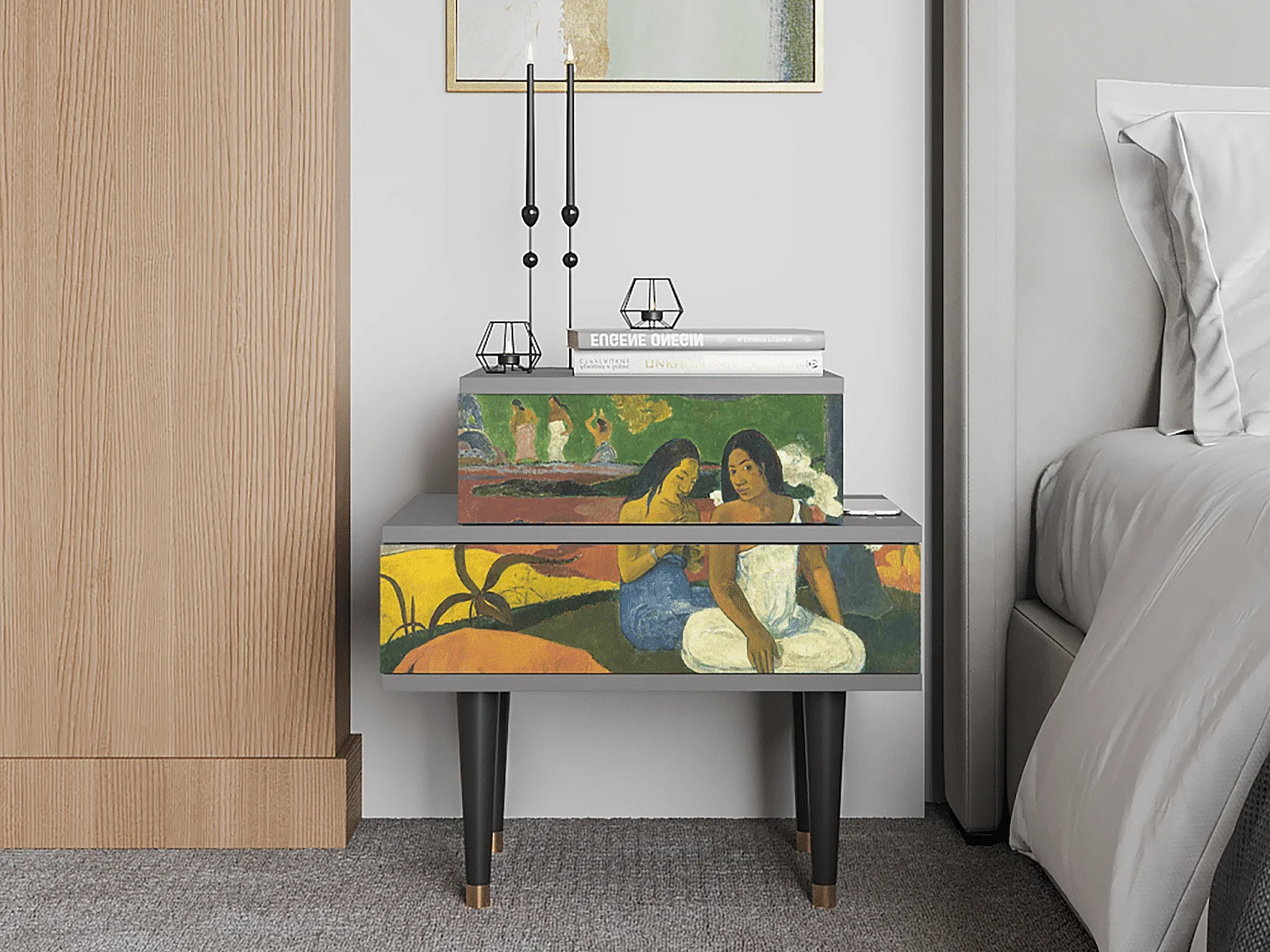 Stolik nocny - 58х58х41 cm - NS1 - Arearea , Szary