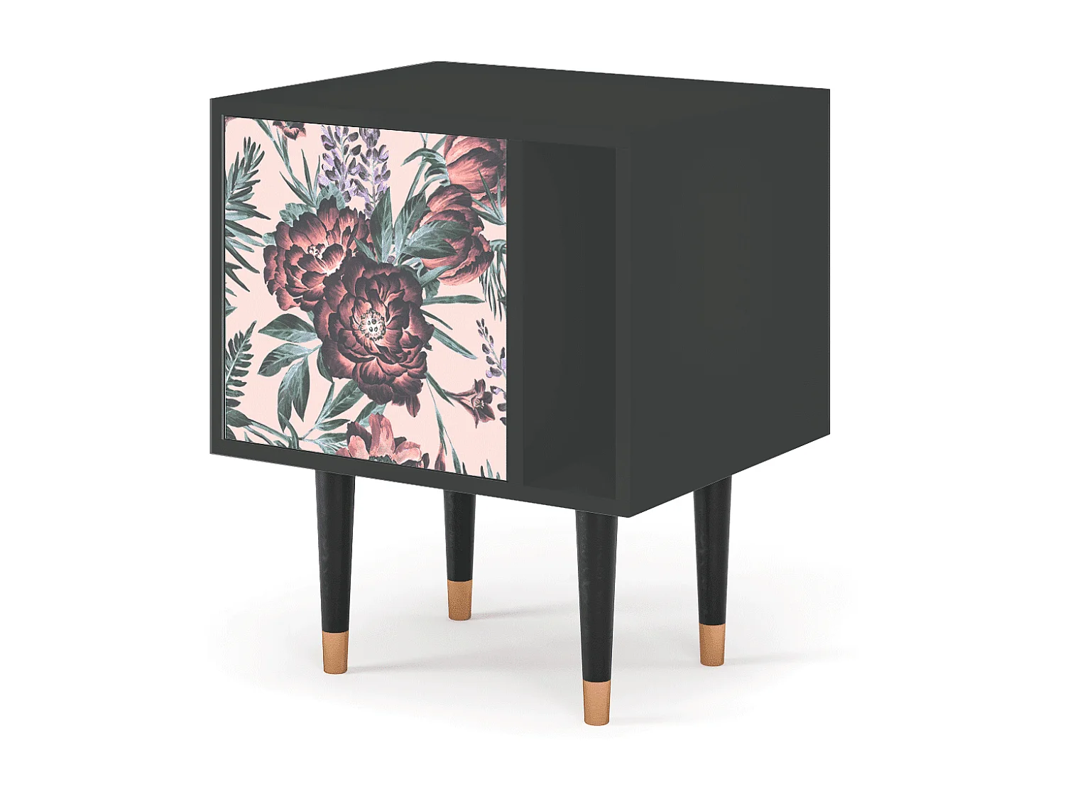 Comodino - 57х69х48 cm - S2 - Peach Peonies, Antracite