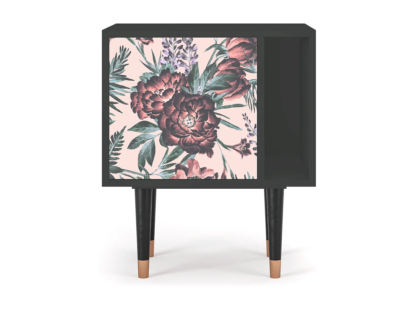 Table de nuit - 57х69х48 cm - S2 - Peach Peonies, Anthracite
