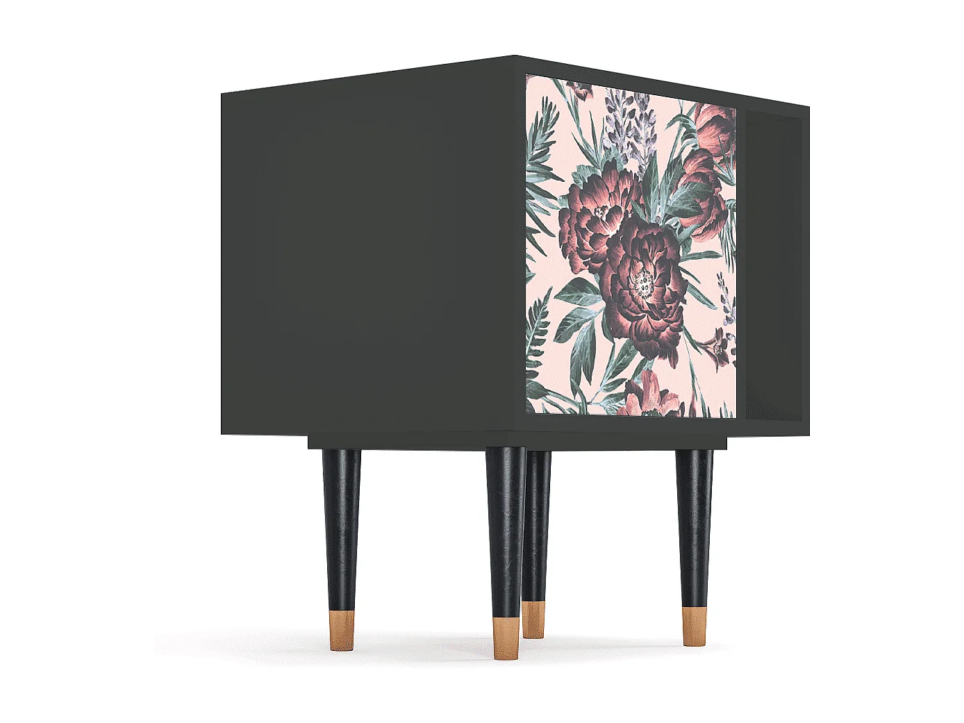 Table de nuit - 57х69х48 cm - S2 - Peach Peonies, Anthracite