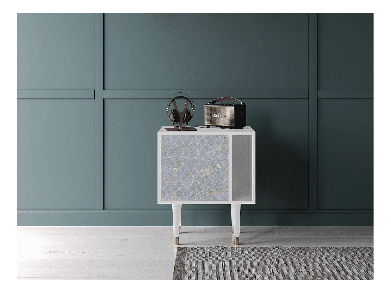 Table de nuit - 57х69х48 cm - S2 - Golden Smoke, Blanc