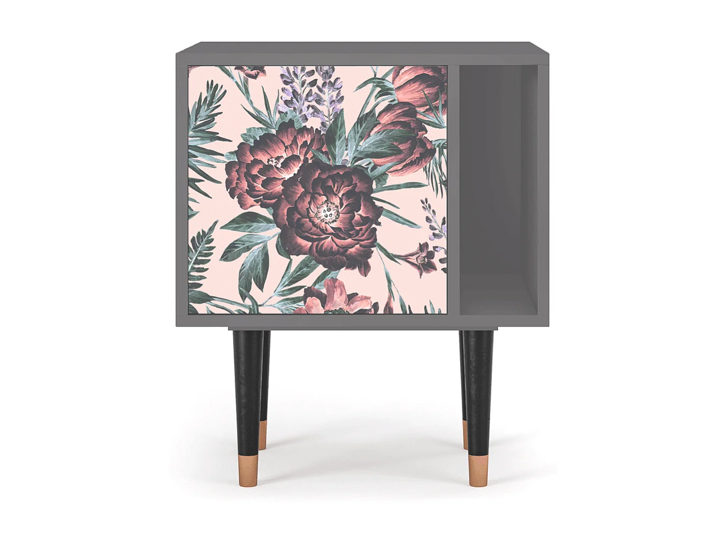 Table de nuit - 57х69х48 cm - S2 - Peach Peonies, Gris