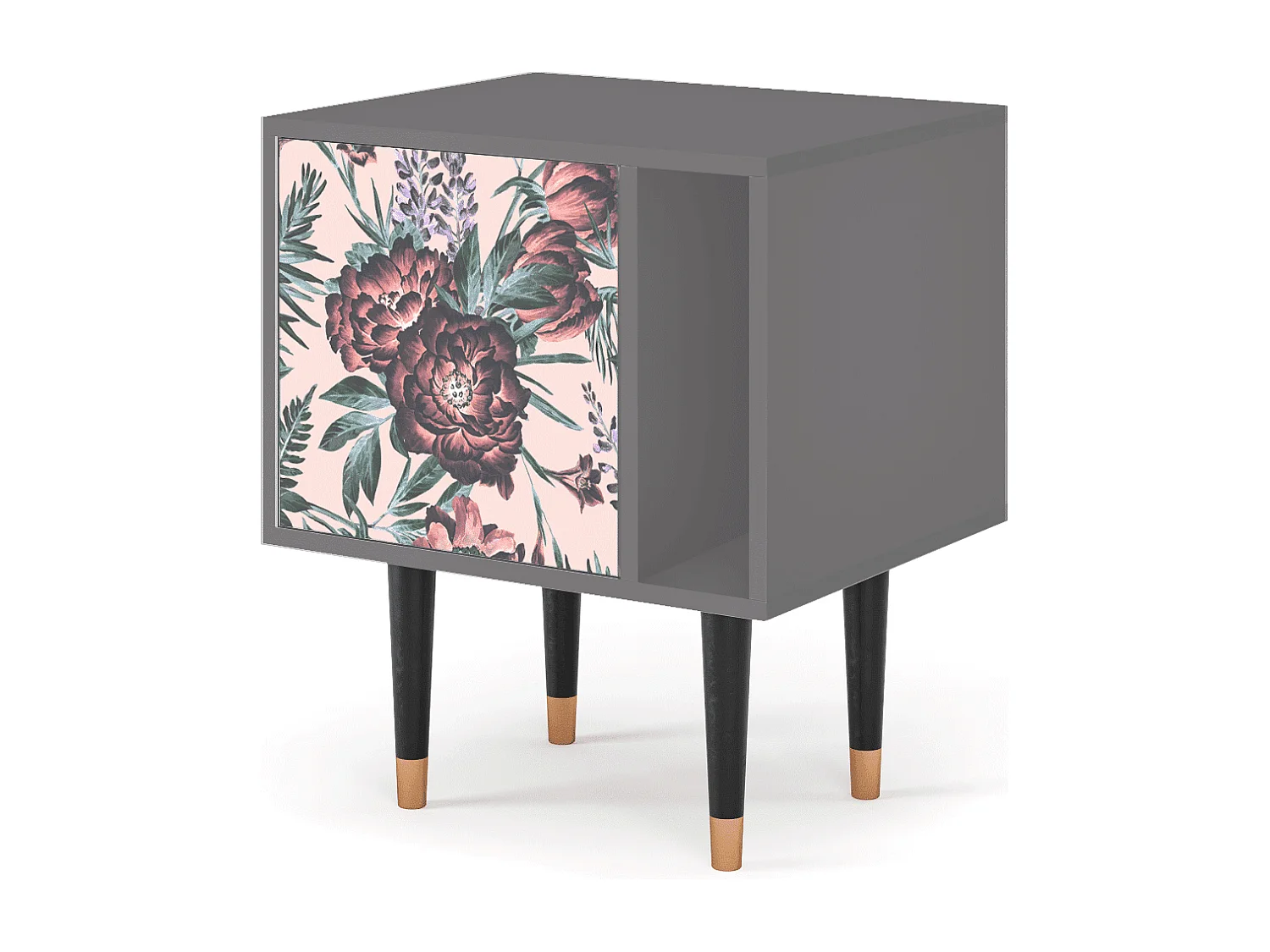 Table de nuit - 57х69х48 cm - S2 - Peach Peonies, Gris