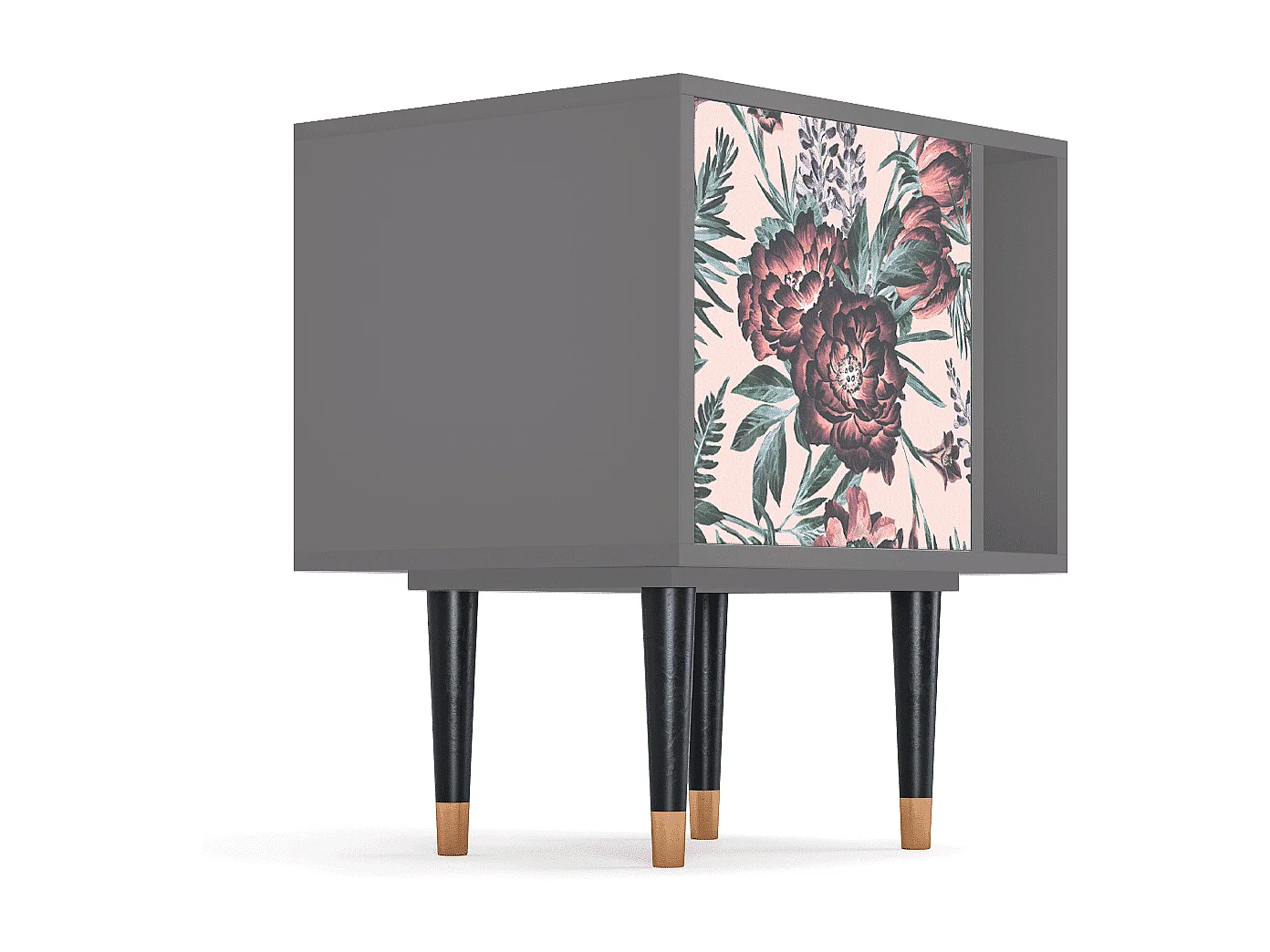 Stolik nocny - 57х69х48 cm - S2 - Peach Peonies, Szary