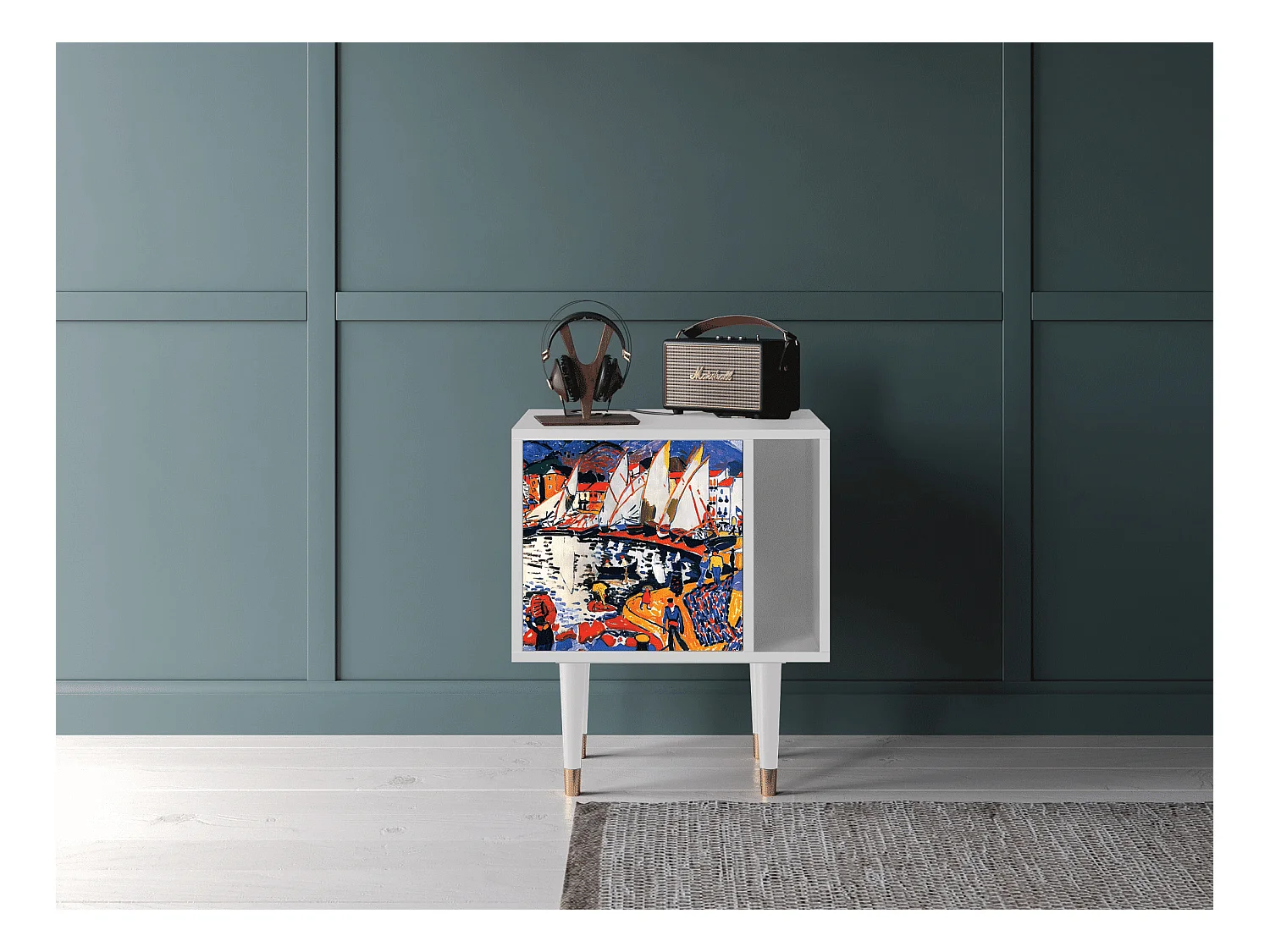 Table de nuit - 57х69х48 cm - S2 - Le Séchage des voiles , Blanc
