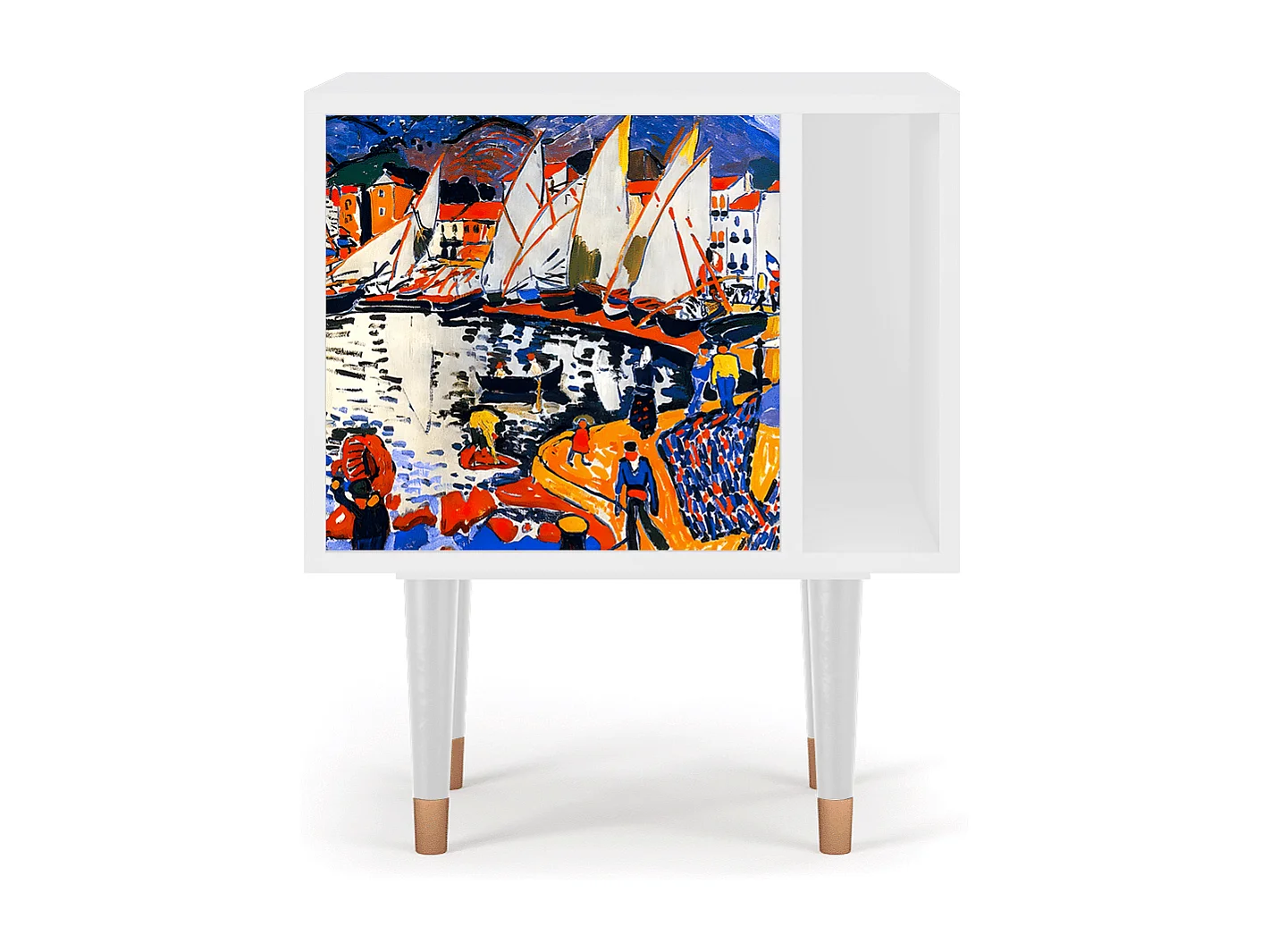 Comodino - 57х69х48 cm - S2 - Le Séchage des voiles , Bianco