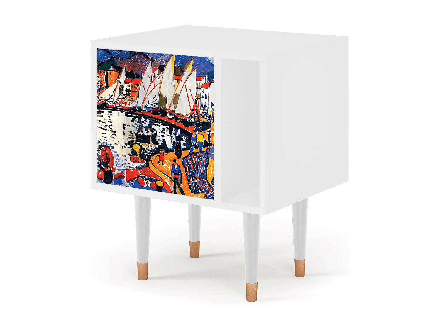 Comodino - 57х69х48 cm - S2 - Le Séchage des voiles , Bianco