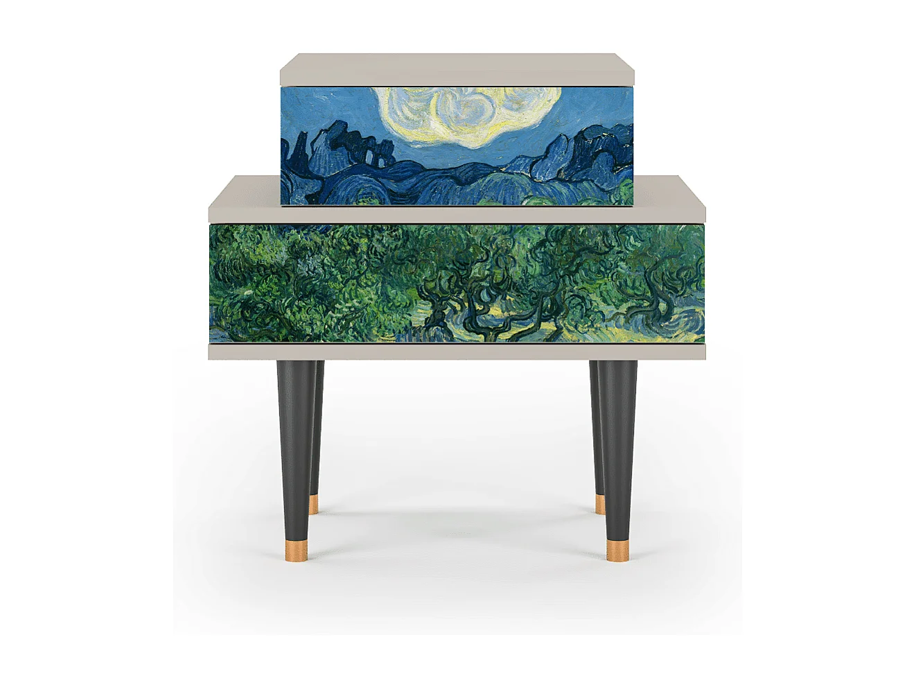 Stolik nocny - 58х58х41 cm - NS1 - The Oil Trees, Piaskowy