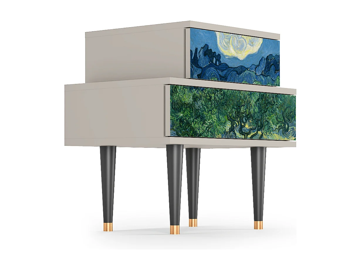 Stolik nocny - 58х58х41 cm - NS1 - The Oil Trees, Piaskowy