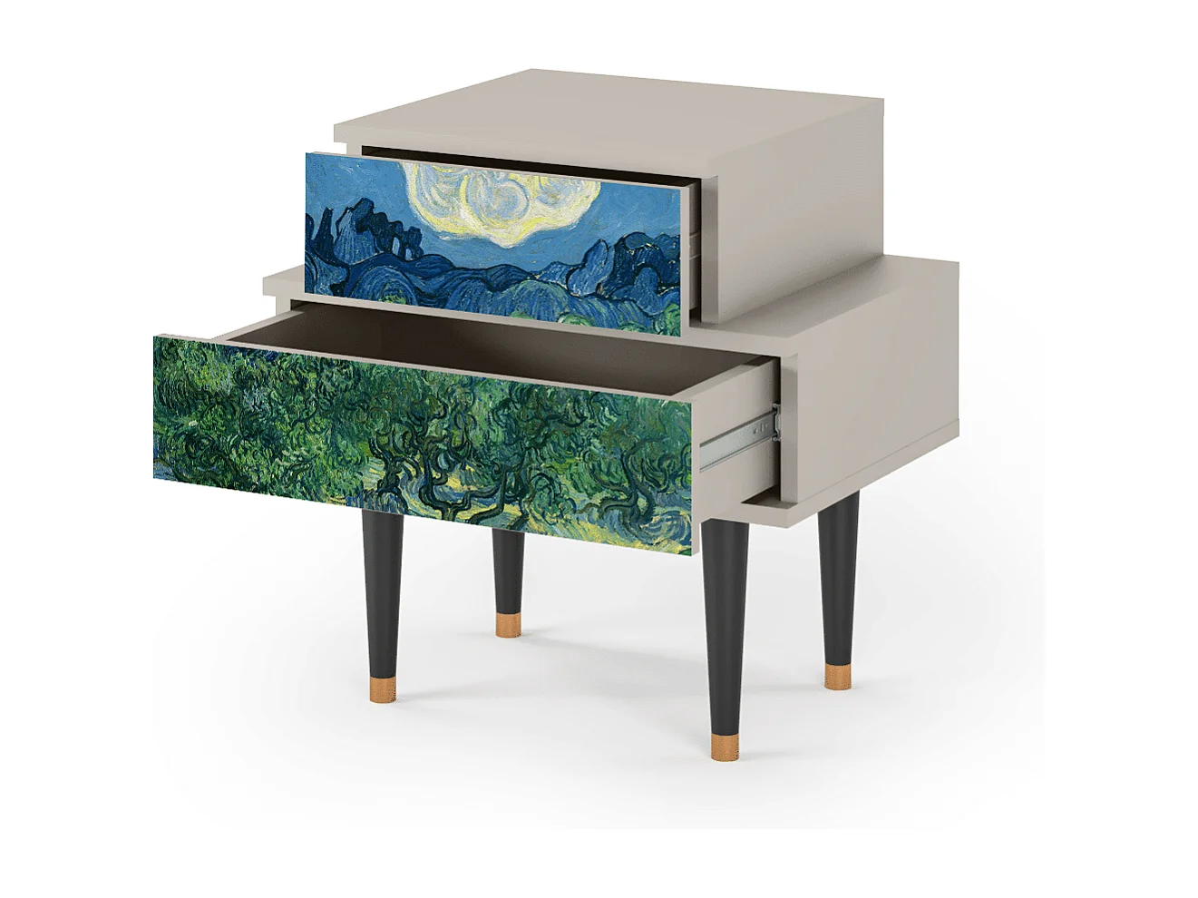 Stolik nocny - 58х58х41 cm - NS1 - The Oil Trees, Piaskowy